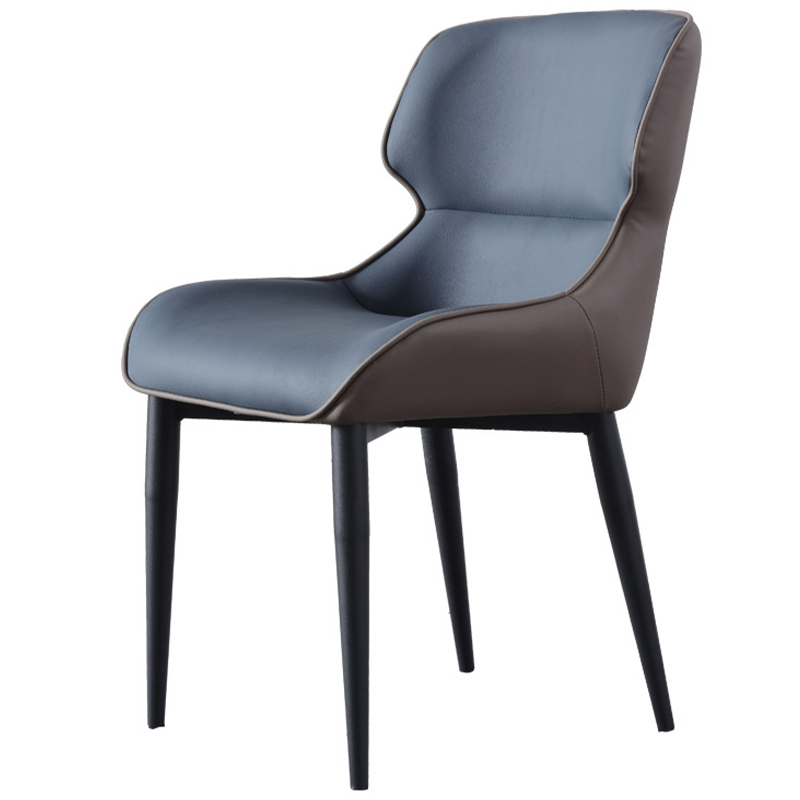 Стул с кожаной двухцветной обивкой Obrien Chair Blue and Grey Синий Серый Черный в Санкт-петербурге | Loft Concept 