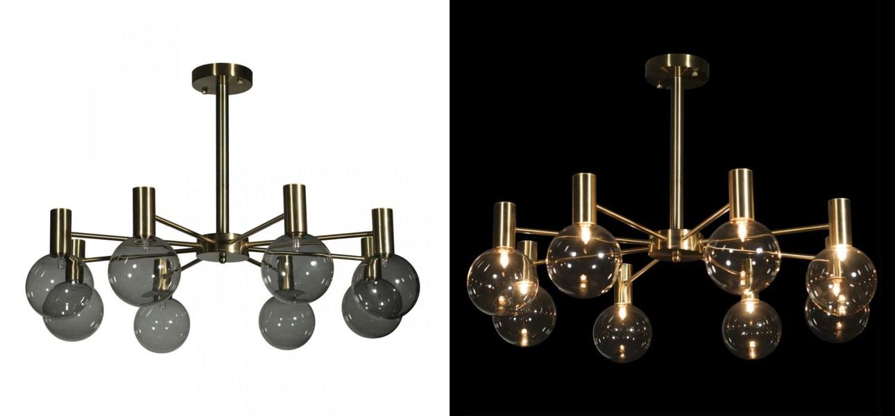 Люстра с дымчатым стеклом Smoke Glass GOLD - фото №4