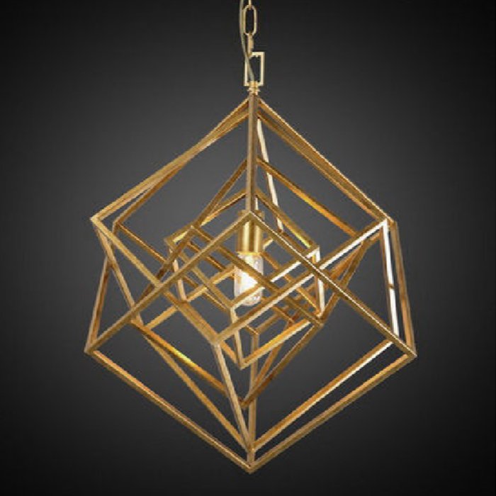 Подвесной светильник CUBIST Chandelier Gold 1 bulbs Золотой в Санкт-петербурге | Loft Concept 