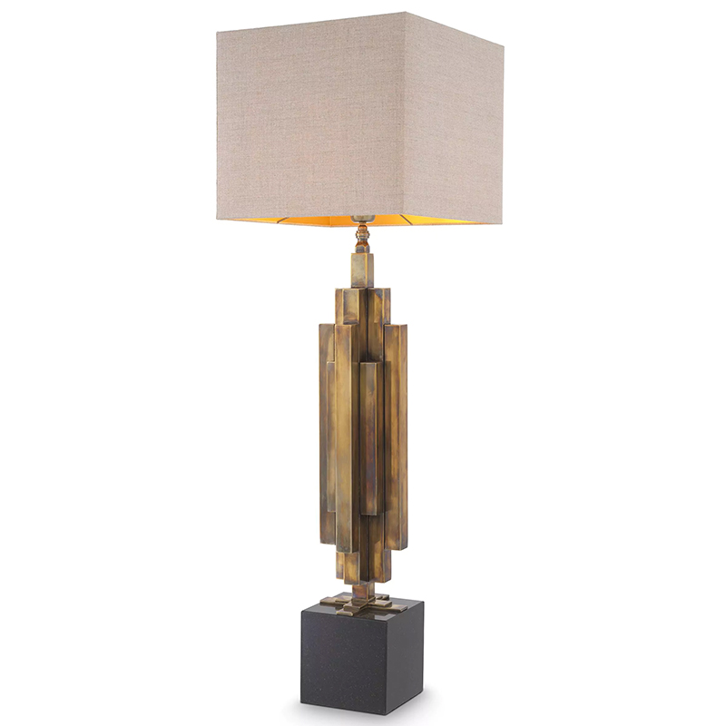 Настольная лампа Eichholtz Table Lamp Ellis Brass Черный Винтажная латунь Бежево-серый в Санкт-петербурге | Loft Concept 