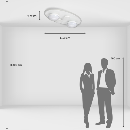 Потолочный светильник овальной формы белого цвета с 4-мя лампами Lunar Pebbles в Санкт-петербурге