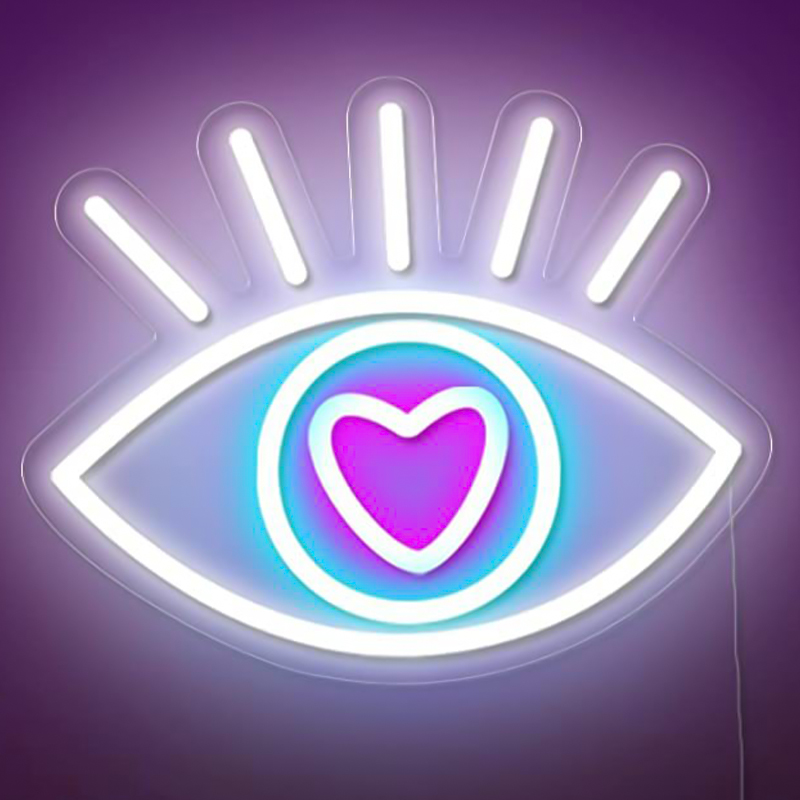 Неоновая настенная лампа Lucky Eye Neon Wall Lamp Белый Бирюзовый Розовый Прозрачный в Санкт-петербурге | Loft Concept 