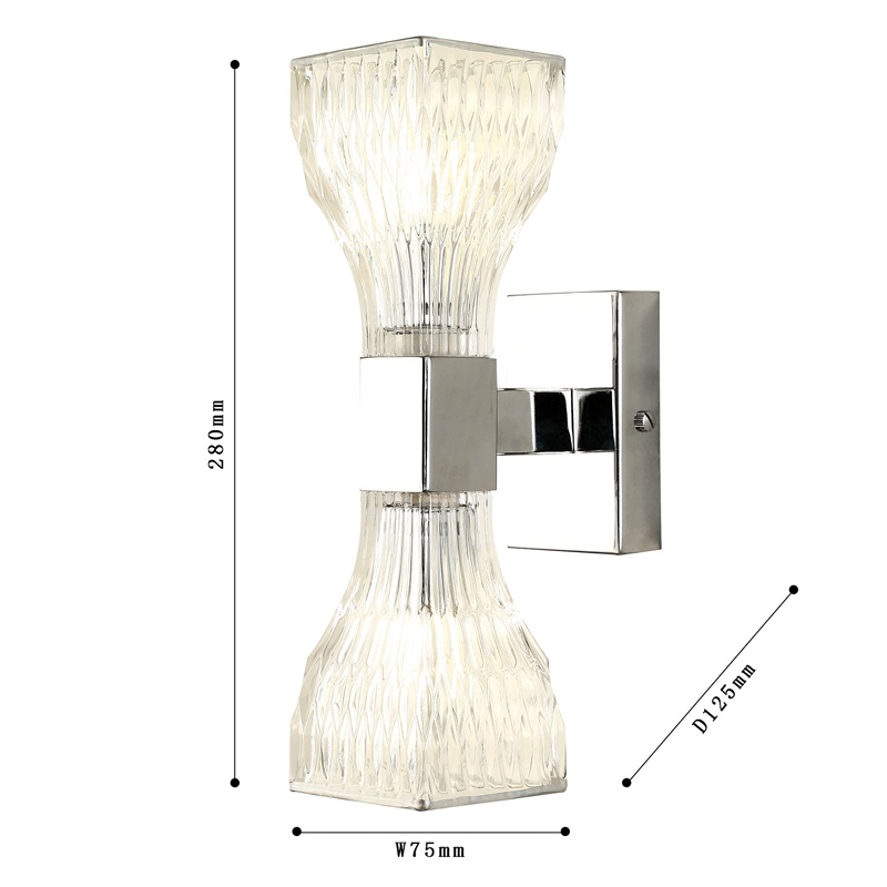 Бра с двумя плафонами из рельефного стекла GLASS HORN Chrome в Санкт-петербурге