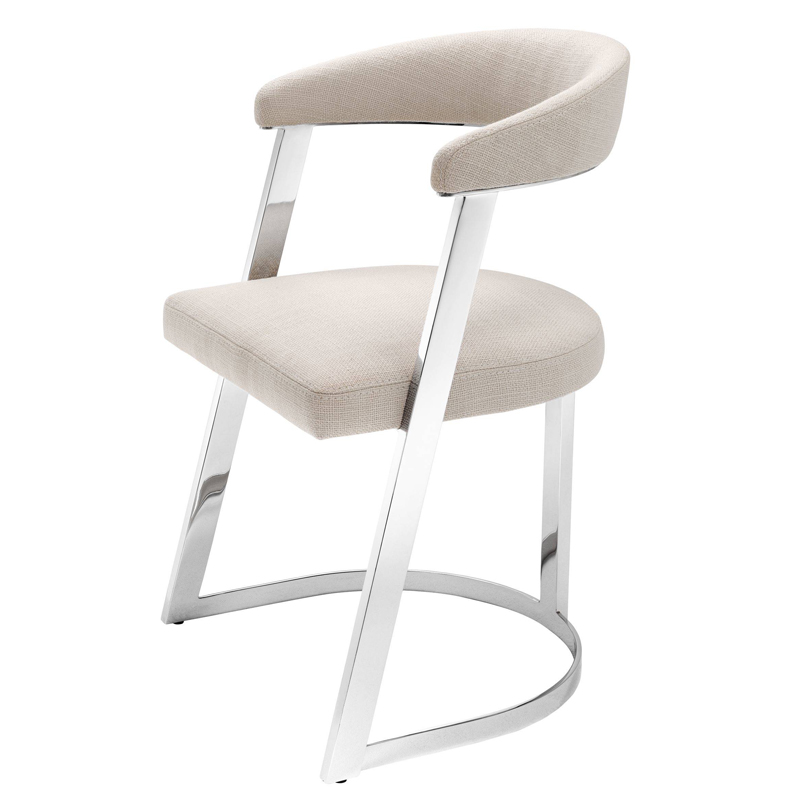 Стул Eichholtz Dining Chair Dexter Nickel Бежевый Никель в Санкт-петербурге | Loft Concept 