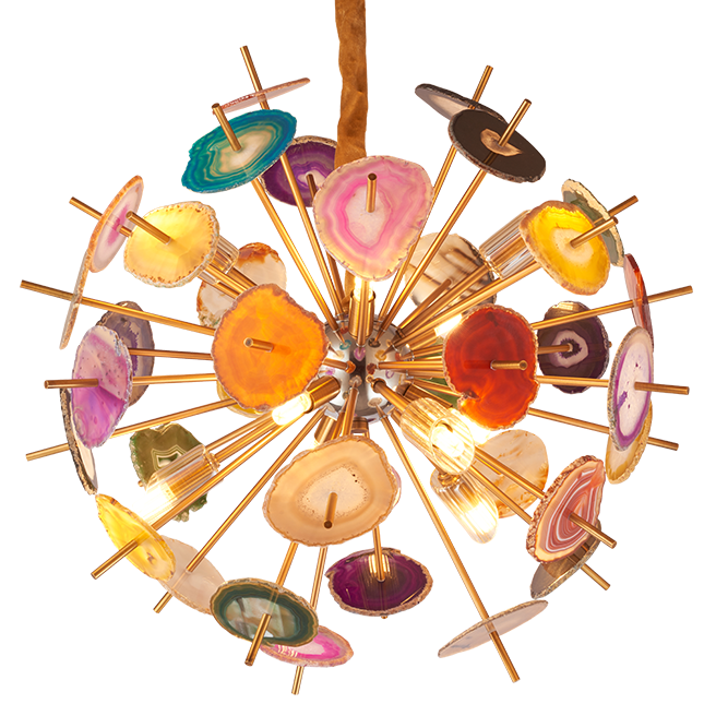 Люстра Agate Burst Chandelier Multicolor Глянцевое золото в Санкт-петербурге | Loft Concept 