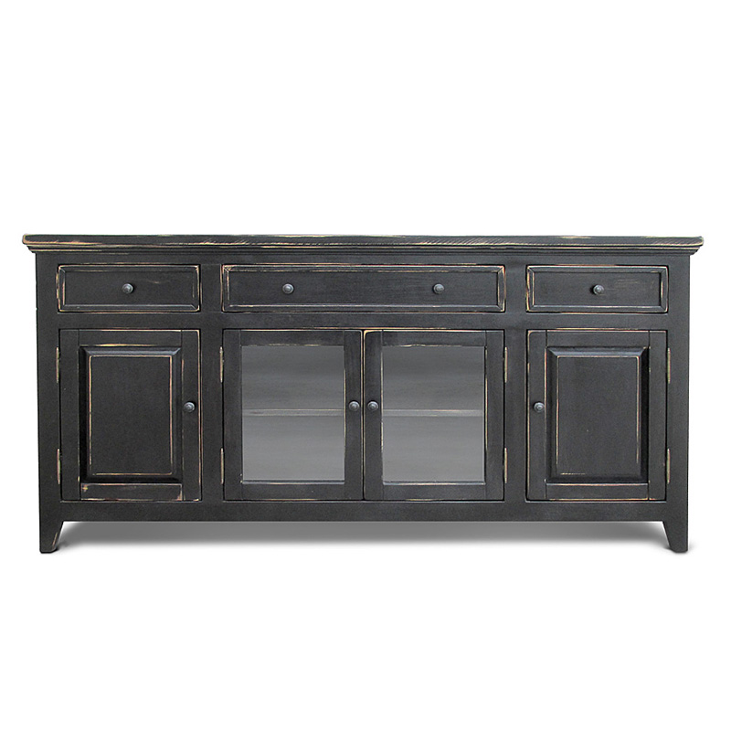 Комод длинный в стиле прованс Geronimo Provence HARMONIE Weathered Charcoal long Винтажный черный в Санкт-петербурге | Loft Concept 