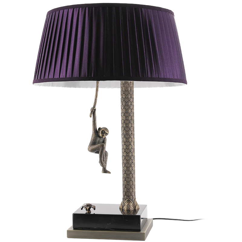 Настольная лампа Джунгли Table Lamp Jungle Purple Латунь Античная полированная Черный Мрамор Nero Пурпурно-фиолетовый в Санкт-петербурге | Loft Concept 