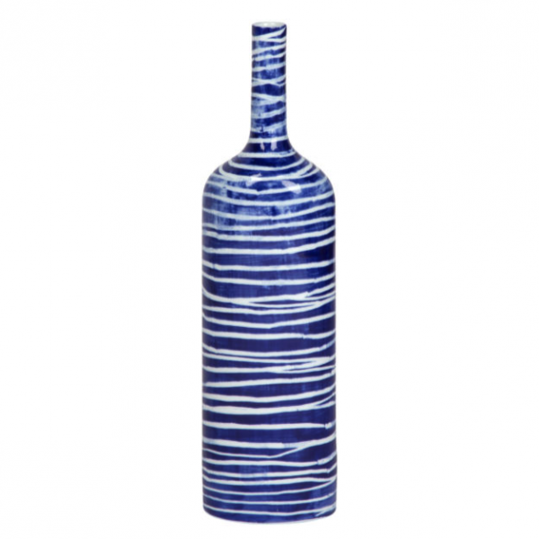 Ваза blue & white ornament Striped Bottle Синий Белый в Санкт-петербурге | Loft Concept 