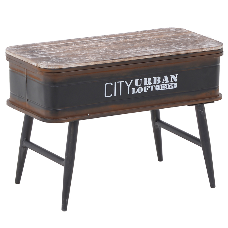 Приставной стол City Urban Loft Design Table black Коричневый винтаж Винтажный черный в Санкт-петербурге | Loft Concept 