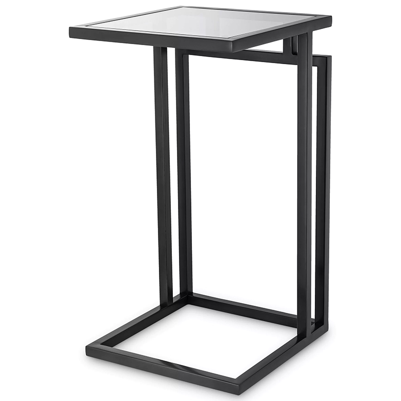 Приставной стол Eichholtz Side Table Marcus Black Черный Стекло Смок в Санкт-петербурге | Loft Concept 