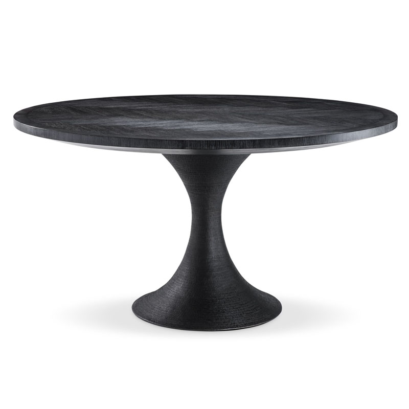 Обеденный стол Eichholtz DINING TABLE MELCHIOR ROUND black Черный в Санкт-петербурге | Loft Concept 