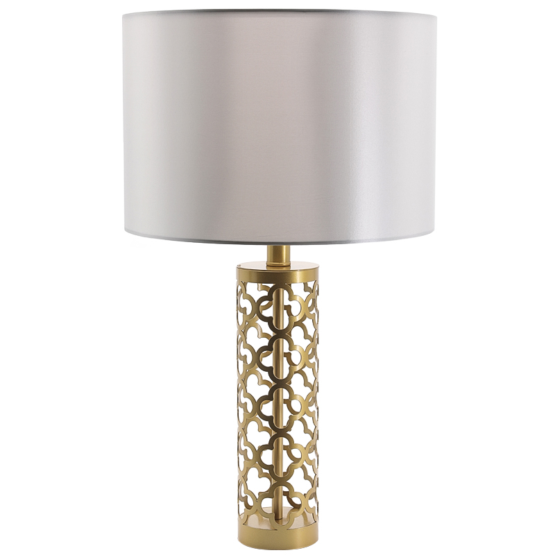 Настольная лампа Arabesque Quatrefoil Drum Table Lamp Золотой Серый в Санкт-петербурге | Loft Concept 