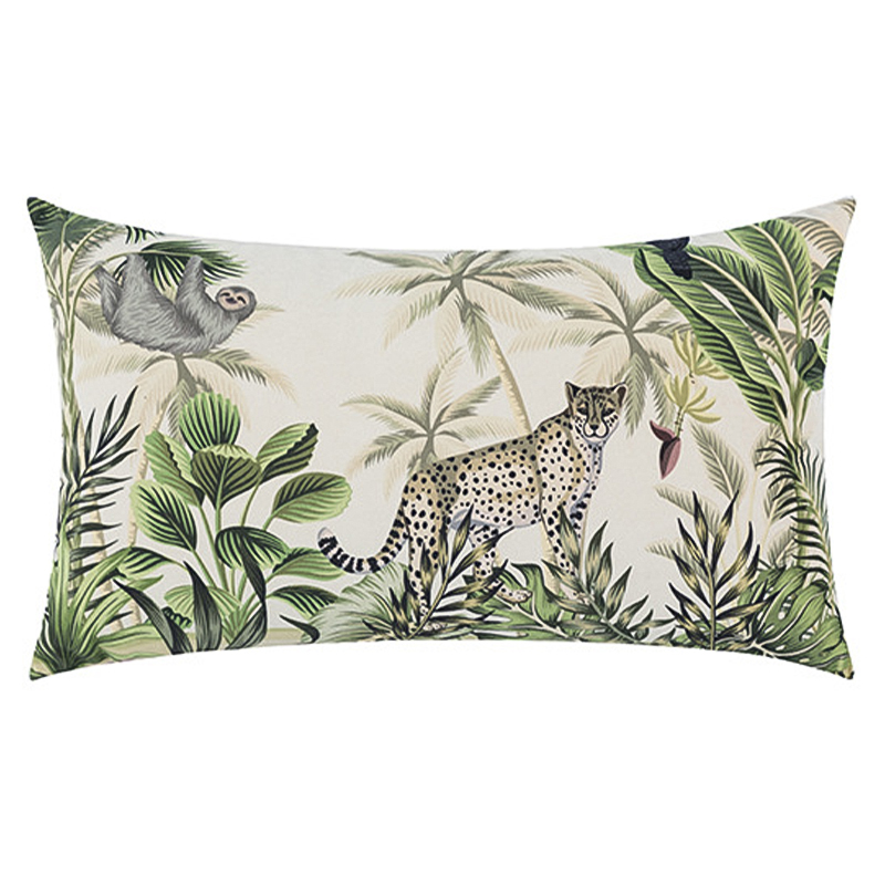 Декоративная подушка Rainforest Animals Cushion Бежевый Зеленый Серый в Санкт-петербурге | Loft Concept 