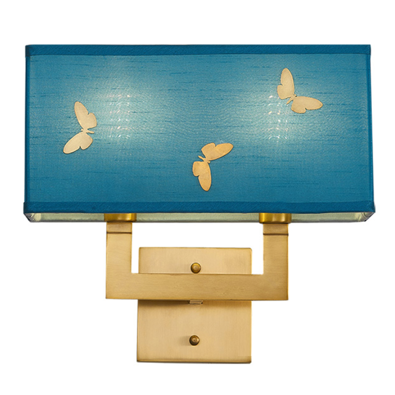 Бра с бабочками Butterflies Blue Background Wall Lamp 2 Латунь Бирюзовый в Санкт-петербурге | Loft Concept 