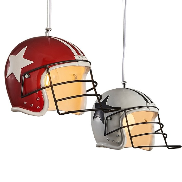 Подвесной светильник Sport Helmet Pendant Белый Красный в Санкт-петербурге | Loft Concept 