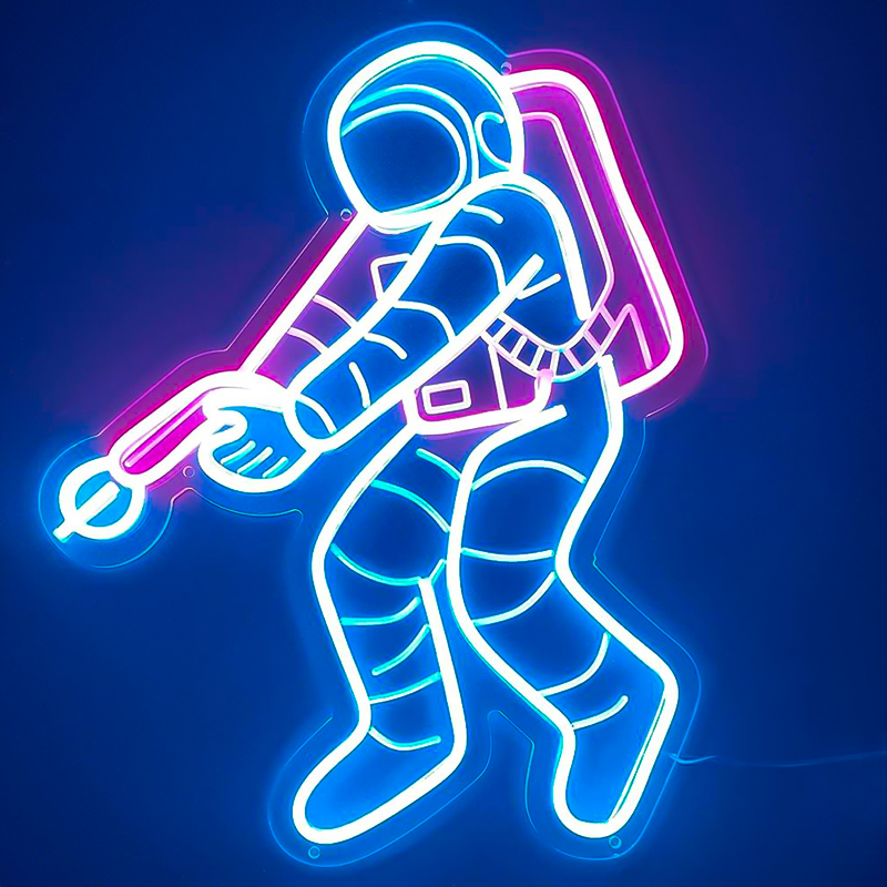 Неоновая настенная лампа Astronaut Neon Wall Lamp Синий Лиловый в Санкт-петербурге | Loft Concept 