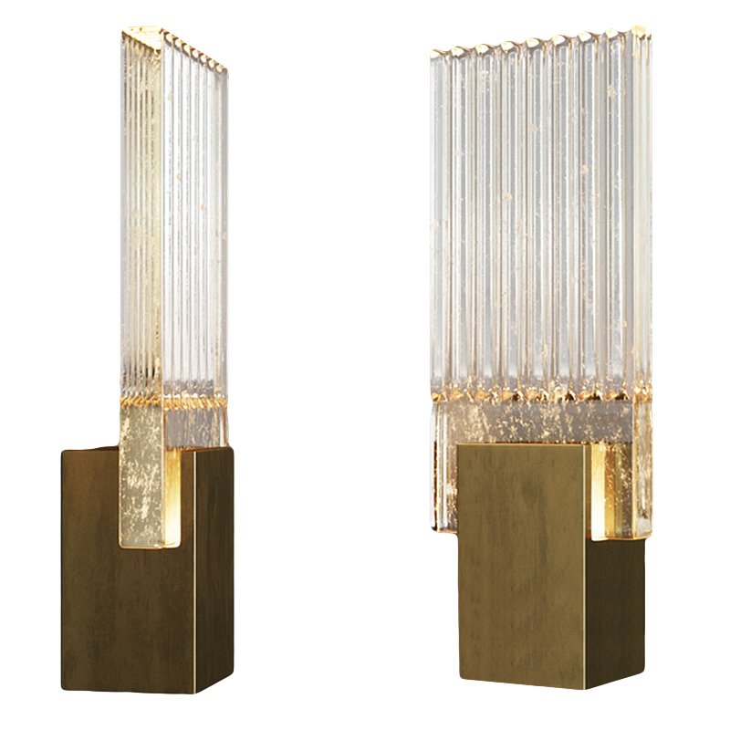 Бра PLEATED GLASS SCONCE Прозрачный (Transparent) Латунь в Санкт-петербурге | Loft Concept 