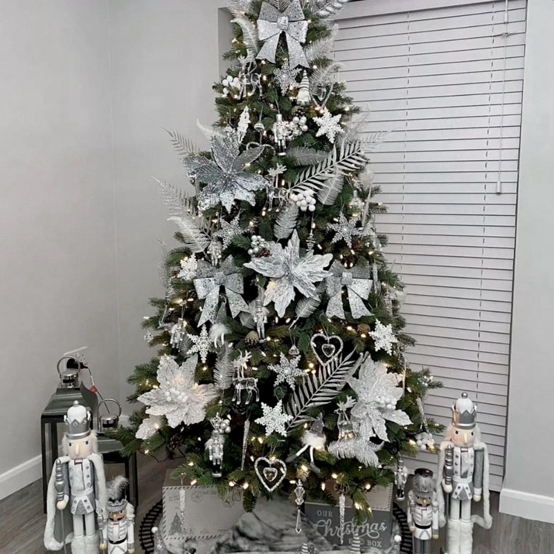 Дизайнерская Елка с Серебряным Декором Christmas Tree Silver Flowers Серебряный Зеленый в Санкт-петербурге | Loft Concept 