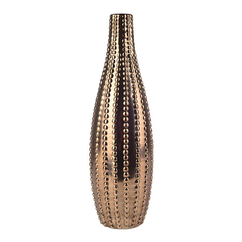 Ваза Ribbed Vase Narrow Throat bronze-gold 34  в Санкт-петербурге | Loft Concept 