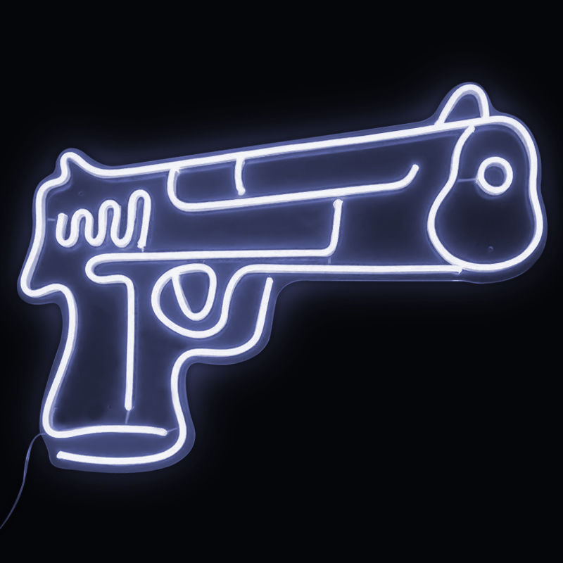 Неоновая настенная лампа Gun Neon Wall Lamp Белый Прозрачный в Санкт-петербурге | Loft Concept 