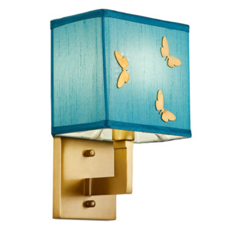 Бра с бабочками Butterflies Blue Background Wall Lamp 1 Латунь Бирюзовый в Санкт-петербурге | Loft Concept 