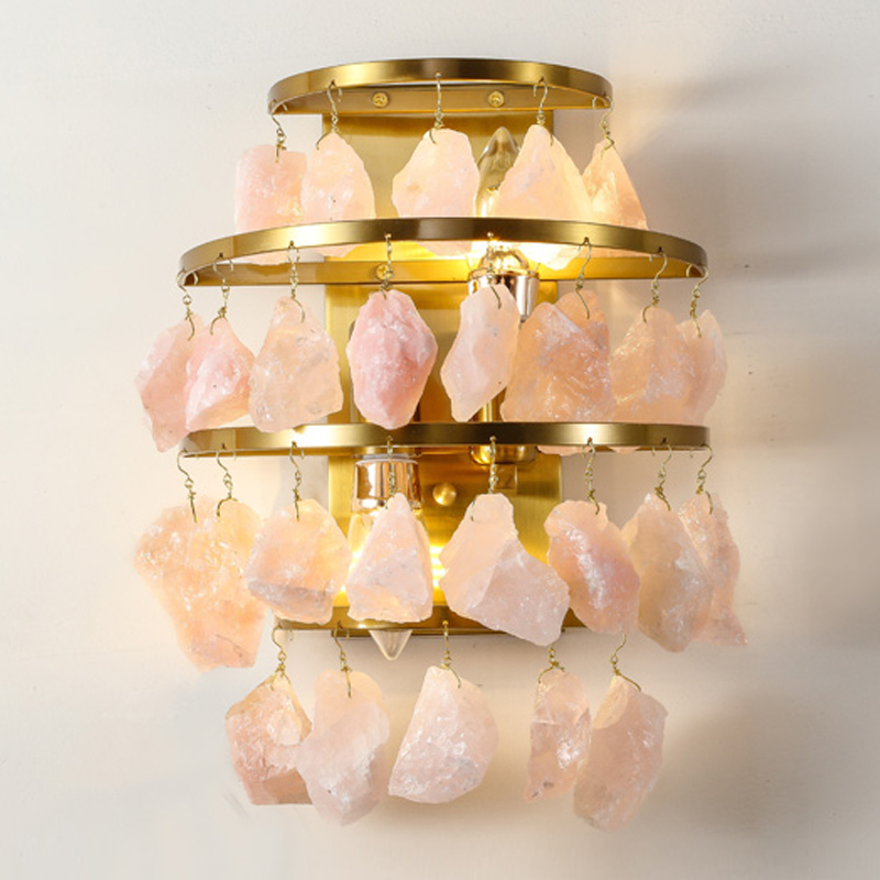 Hardis Pink stone Wall Lamp Латунь Дымчатая Роза в Санкт-петербурге | Loft Concept 