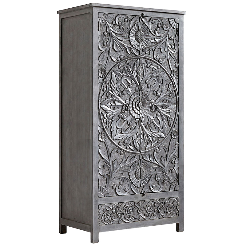 Шкаф Indian Antique White Furniture Cupboard Devan серый Серый в Санкт-петербурге | Loft Concept 