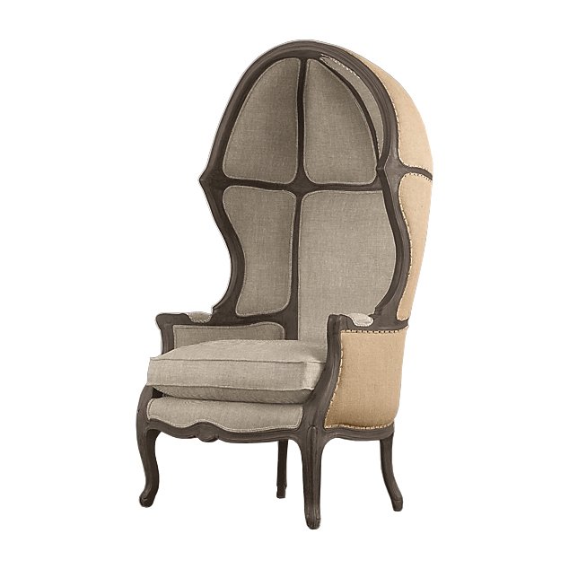 Кресло купол RH Versailles Domed Burlap Backed Chair ivory ( слоновая кость ) Серый Дерево Акация в Санкт-петербурге | Loft Concept 