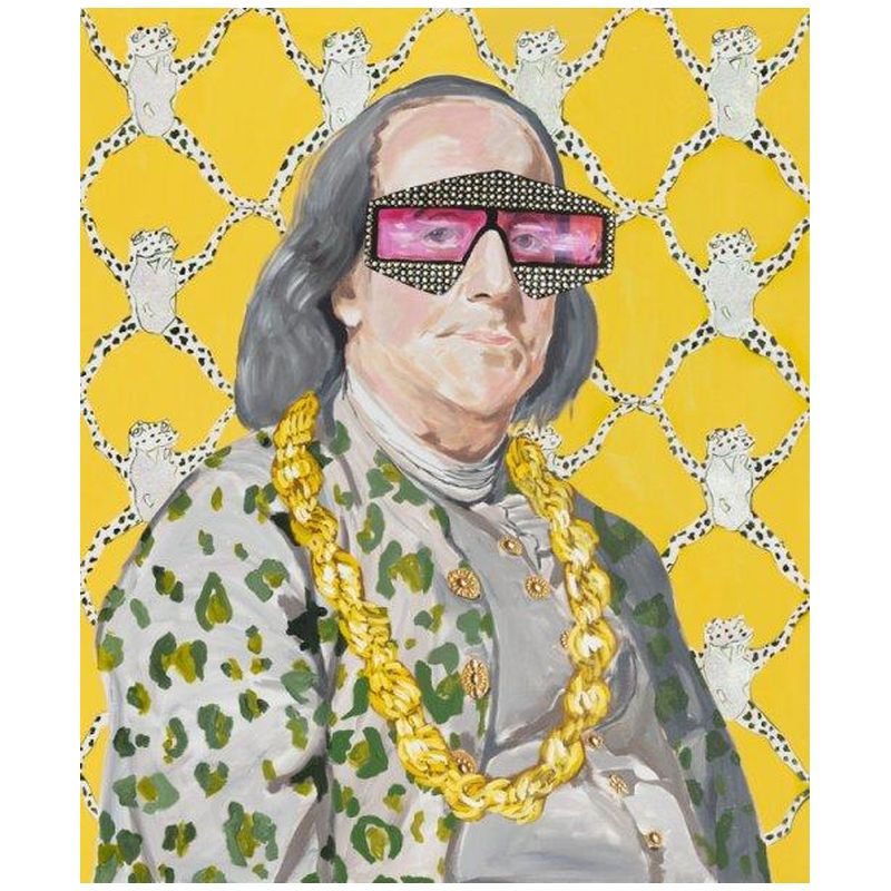 Картина Benjamin Franklin with Donkey Chain, Frog Wallpaper, and Cheetah Jacket Мульти в Санкт-петербурге | Loft Concept 