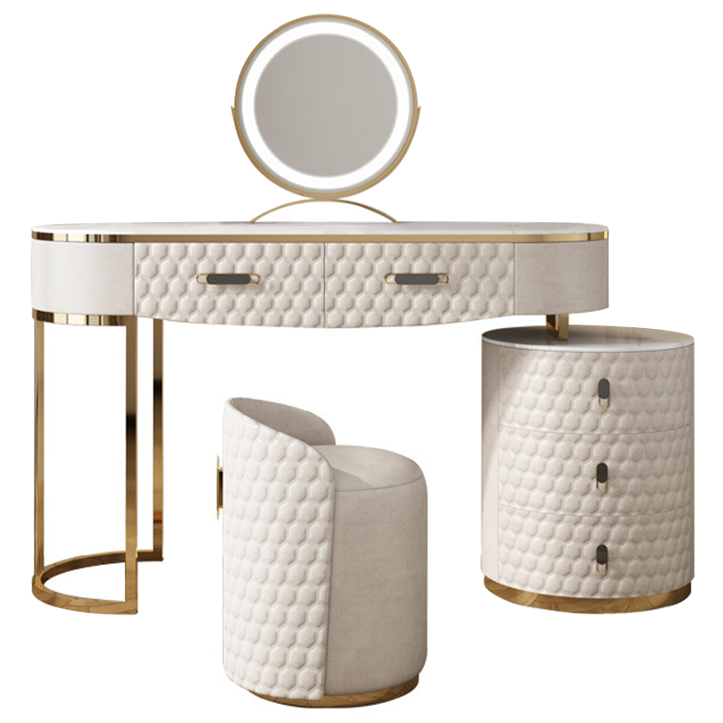 Трельяж Kathryn Bedroom Dressing Table White Белый Глянцевое золото Белый Мрамор Bianco в Санкт-петербурге | Loft Concept 