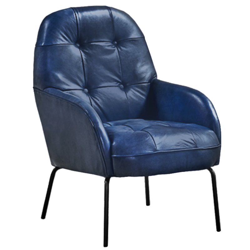 Кресло SHAPKIN LEATHER ARM CHAIR BLUE Синий Черный в Санкт-петербурге | Loft Concept 