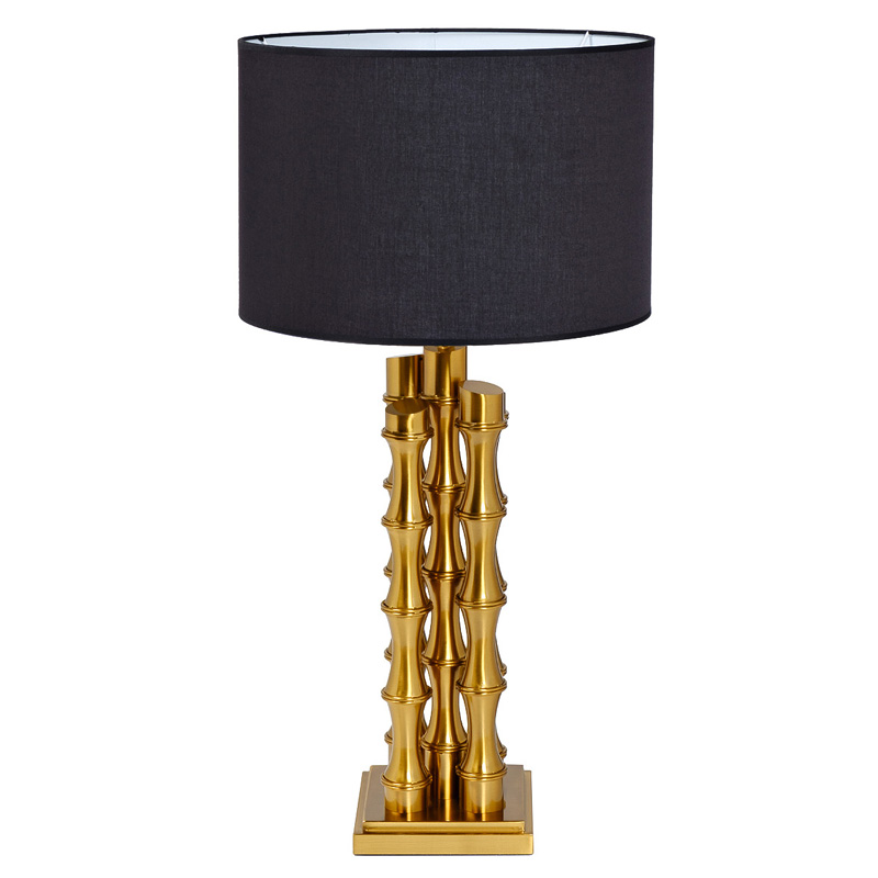 Настольная лампа с Черным Абажуром Damian Gold Table Lamp Глянцевое золото Черный в Санкт-петербурге | Loft Concept 