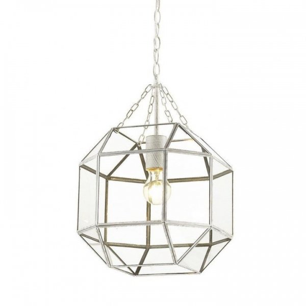 Подвесной светильник Glass & Metal Cage Pendant White Белый в Санкт-петербурге | Loft Concept 