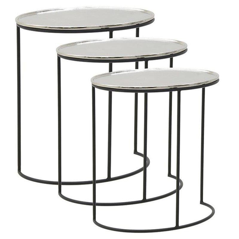 Комплект из 3-х приставных столов Heather Side Tables Черный Серебряный в Санкт-петербурге | Loft Concept 