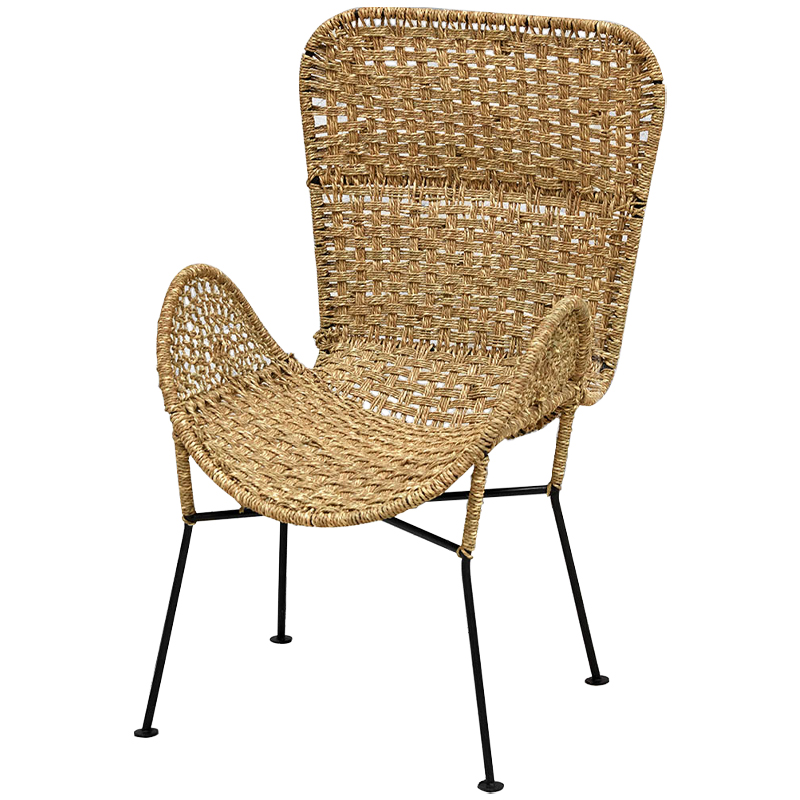 Плетеный стул на металлических ножках Tong Wicker Chair Коричневый Черный в Санкт-петербурге | Loft Concept 