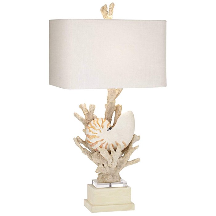 Nautilus Shell and White Coral Table Lamp Молочный Бежевый в Санкт-петербурге | Loft Concept 