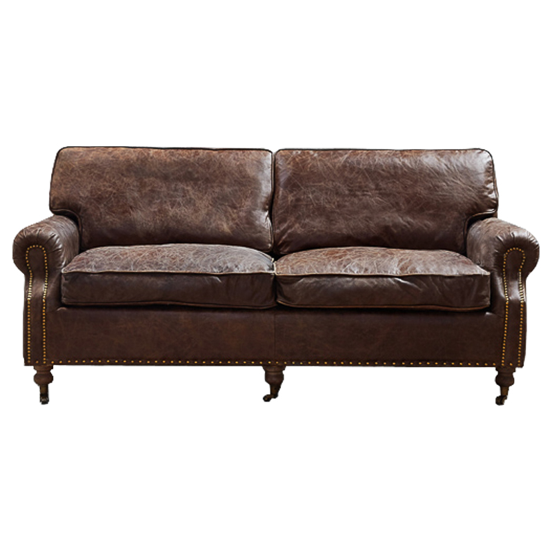 Диван RH CLASSIC LANCASTER Brown leather double Коричневый в Санкт-петербурге | Loft Concept 