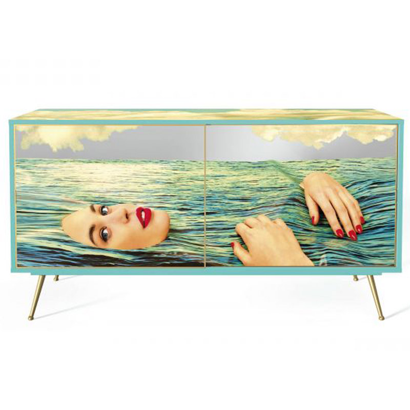 Комод Seletti Cabinet Sliding Door Sea Girl Мульти Золотой Шампань в Санкт-петербурге | Loft Concept 