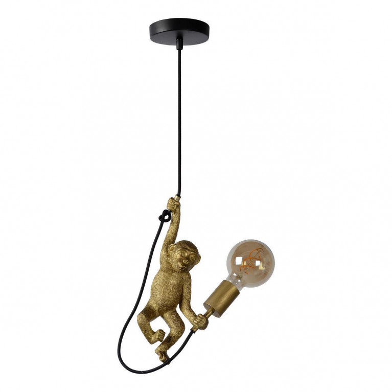 Подвесной светильник Monkey holding a light bulb Черный Золотой в Санкт-петербурге | Loft Concept 