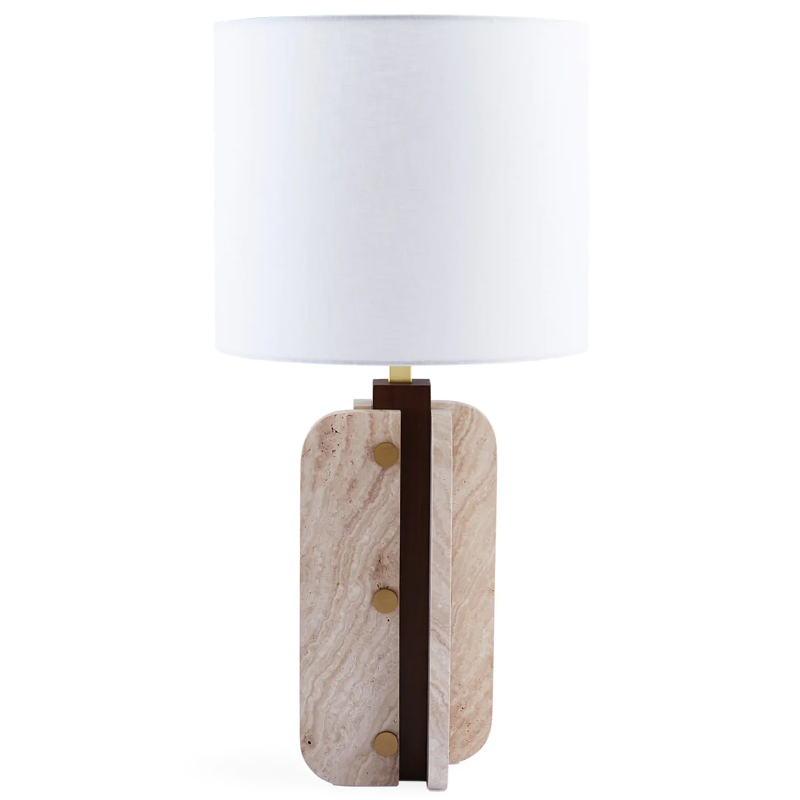 Настольная лампа TOPANGA COLUMN TABLE LAMP Белый Латунь Коричневый Бежевый в Санкт-петербурге | Loft Concept 