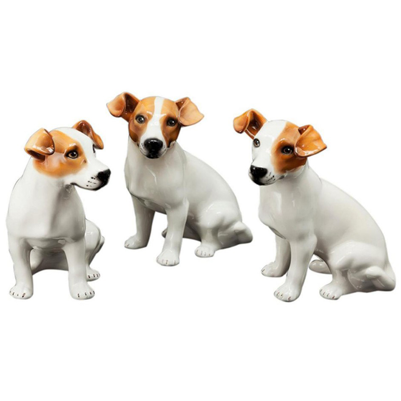 Статуэтки Abhika Jack Russel Set 3 Pcs Белый Коричневый в Санкт-петербурге | Loft Concept 