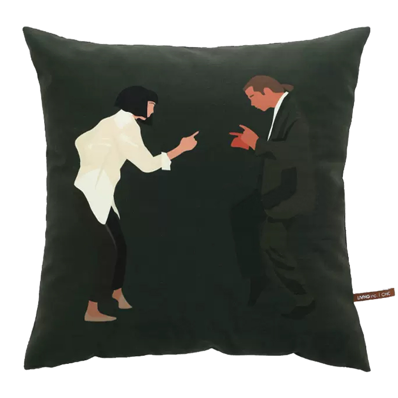 Декоративная подушка Pulp Fiction Dance Cushion Зеленый Бежевый Черный в Санкт-петербурге | Loft Concept 