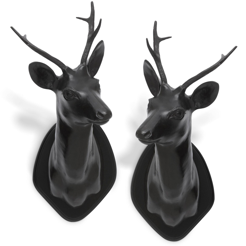 Настенный декор Eichholtz Stag Head set of 2 Черный Коричневый винтаж в Санкт-петербурге | Loft Concept 