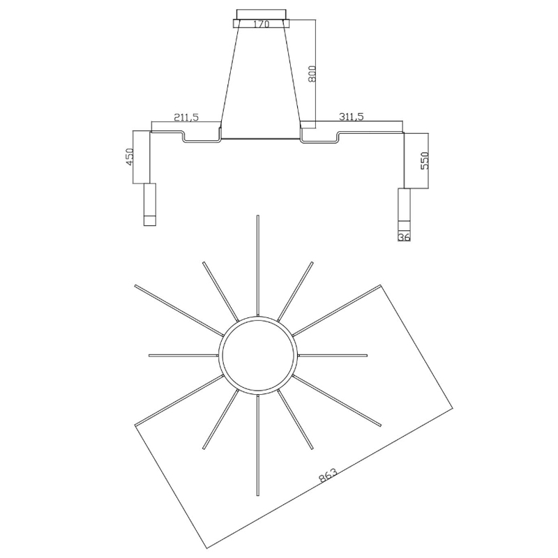 Wireflow LED White Suspension lam 12 патронов в Санкт-петербурге