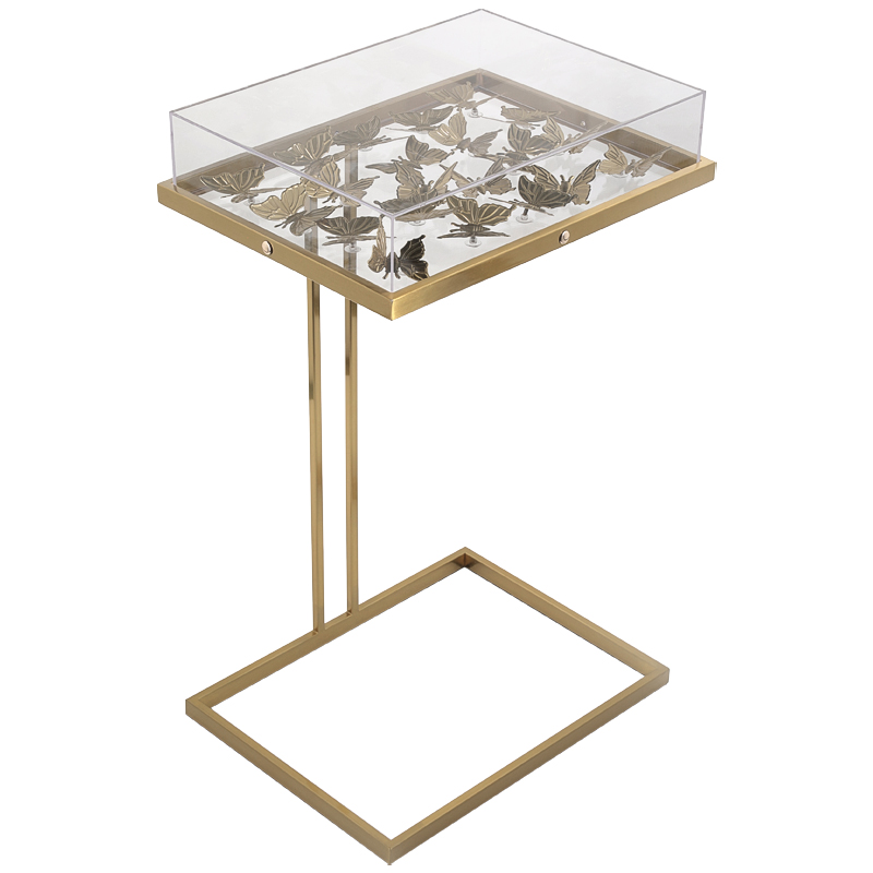 Стол Tommy Mitchell  Butterfly side table Прозрачный Латунь в Санкт-петербурге | Loft Concept 