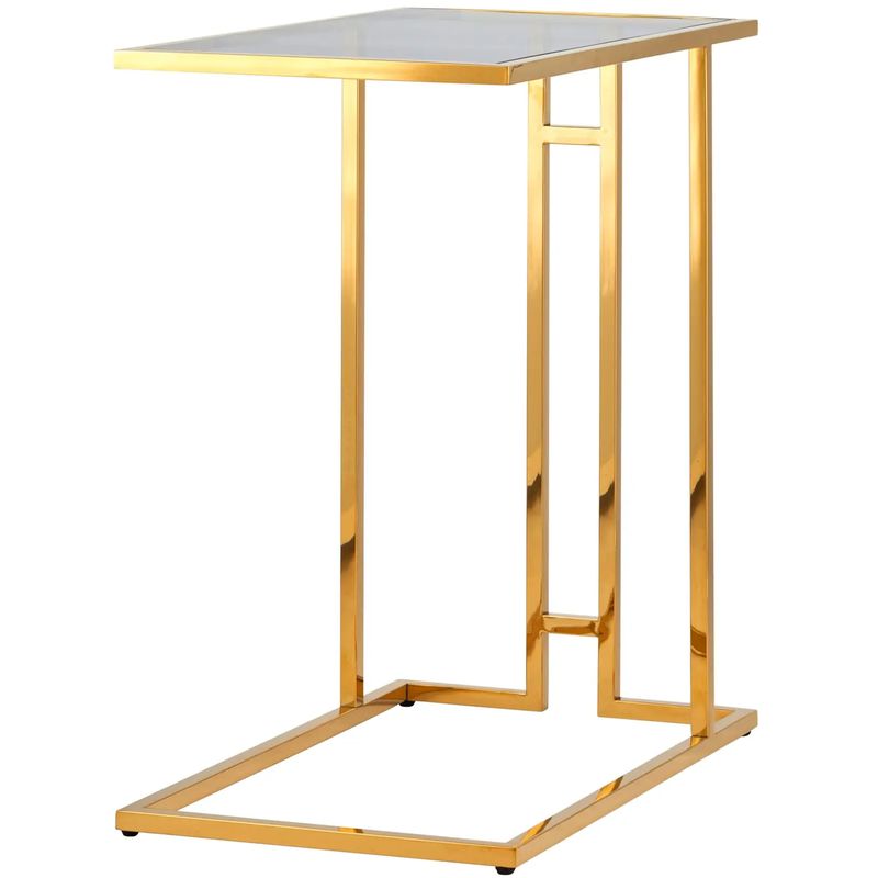 Стол приставной Lasker Milan Tables Gold Золотой Стекло Смок в Санкт-петербурге | Loft Concept 