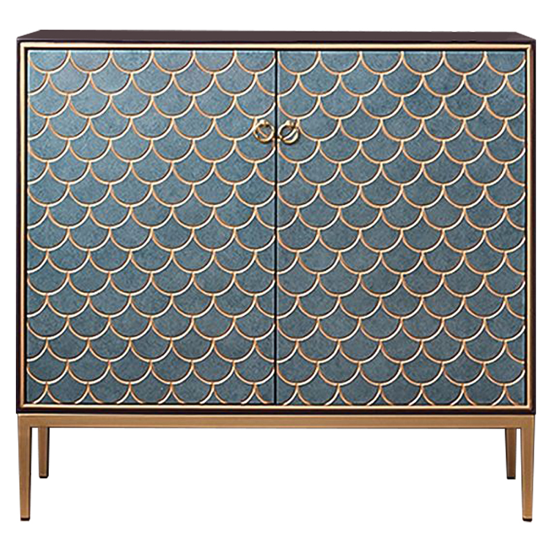 Комод с орнаментом Рыбья чешуя Cateline Scale Pattern Chest of Drawers Серый Коричневый Латунь в Санкт-петербурге | Loft Concept 