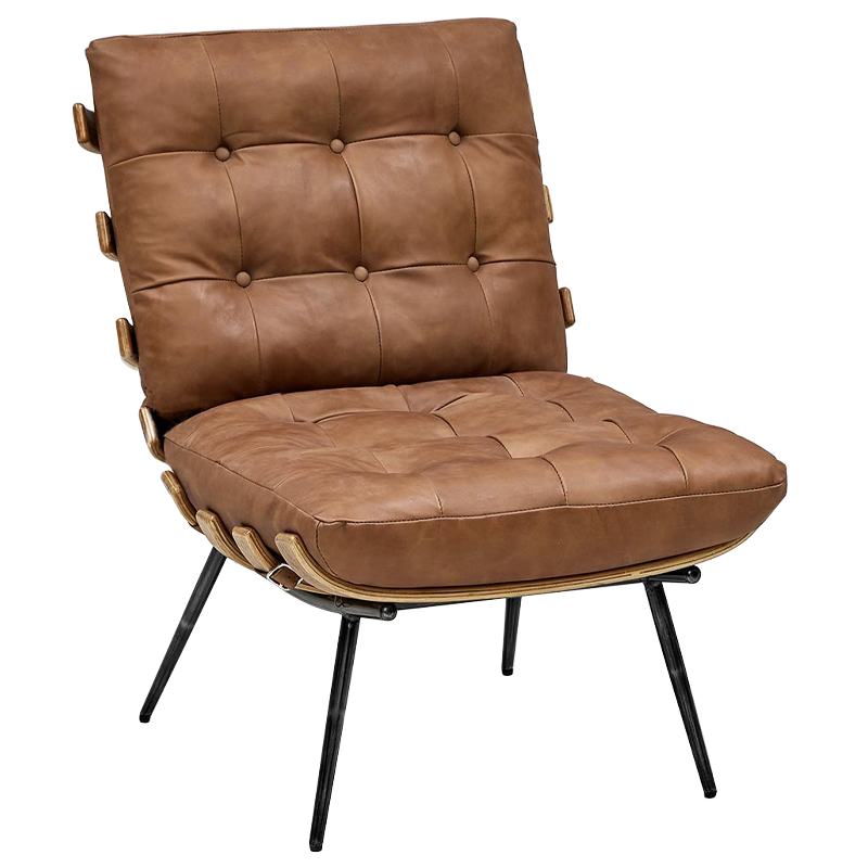 Кресло Philbert Chair brown leather Коричневый в Санкт-петербурге | Loft Concept 