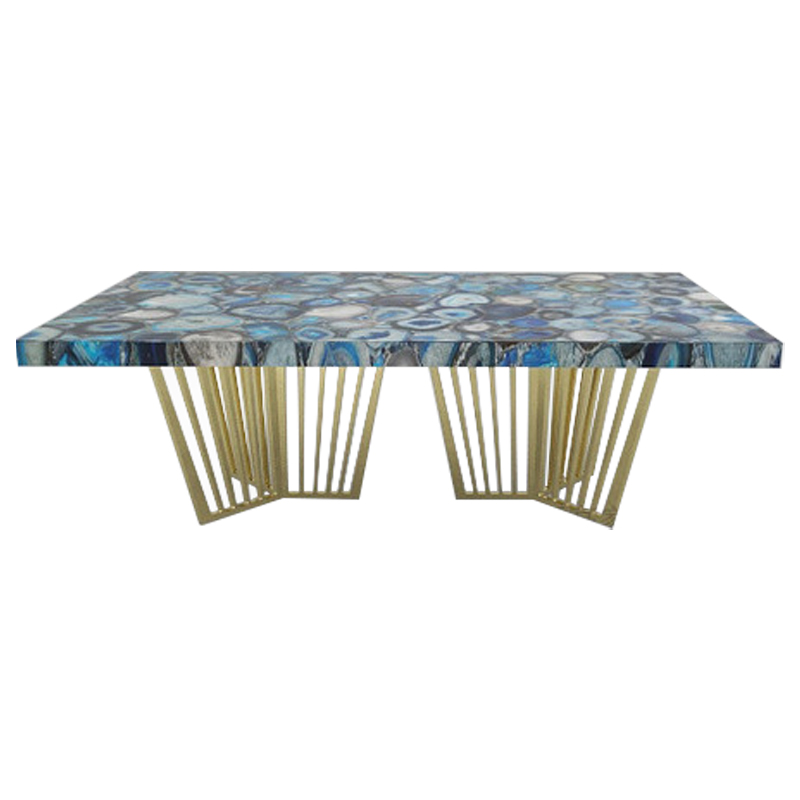 Обеденный стол Agate Design Blue Dining Table Синий Золотой в Санкт-петербурге | Loft Concept 