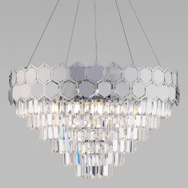 Люстра Hanging Hexagon Moira Chandelier chrome Прозрачный (Transparent) Хром в Санкт-петербурге | Loft Concept 